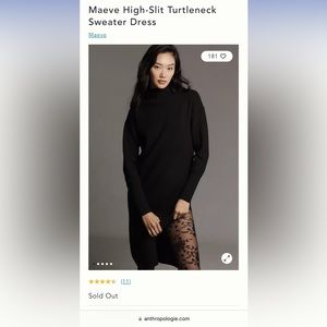 Maeve high slit turtleneck sweater dress Anthropologie